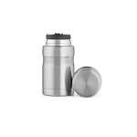 Recycled steel food jar with foldable spoon 740ml silver colour front view