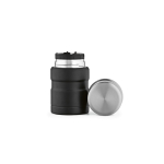 Recycled steel double-wall food jar 500 ml black colour front view