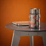 Recycled steel double-wall food jar 500 ml silver colour ambient view