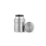 Recycled steel double-wall food jar 500 ml silver colour front view