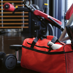 Eco plastic waterproof sports bag with hidden pocket 50L red colour third ambient view