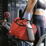 Eco plastic waterproof sports bag with hidden pocket 50L red colour ambient view