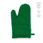 Kitchen glove with separate thumb in recycled cotton 220 g/m² green colour