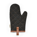 Robust eco cotton kitchen glove with separate thumb 280 g/m2 black colour rear view