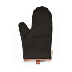 Robust eco cotton kitchen glove with separate thumb 280 g/m2 black colour front view