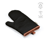 Robust eco cotton kitchen glove with separate thumb 280 g/m2 black colour
