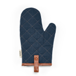 Robust eco cotton kitchen glove with separate thumb 280 g/m2 navy-blue colour rear view