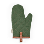 Robust eco cotton kitchen glove with separate thumb 280 g/m2 military green colour rear view