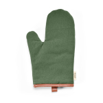 Robust eco cotton kitchen glove with separate thumb 280 g/m2 military green colour front view