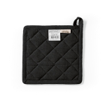 Recycled cotton kitchen pot holder with hanging loop 180 g/m² black colour rear view