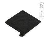 Recycled cotton kitchen pot holder with hanging loop 180 g/m² black colour