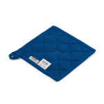 Recycled cotton kitchen pot holder with hanging loop 180 g/m² blue colour second view