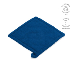 Recycled cotton kitchen pot holder with hanging loop 180 g/m² blue colour