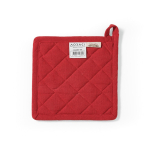 Recycled cotton kitchen pot holder with hanging loop 180 g/m² red colour rear view