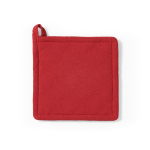 Recycled cotton kitchen pot holder with hanging loop 180 g/m² red colour front view