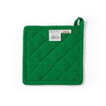 Recycled cotton kitchen pot holder with hanging loop 180 g/m² green colour rear view