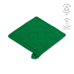 Recycled cotton kitchen pot holder with hanging loop 180 g/m² green colour