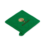 Recycled cotton kitchen pot holder with hanging loop 180 g/m² green colour