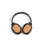 Wireless headphones with cork section and 10m range black colour rear view