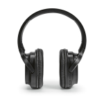 Wireless headphones with cork section and 10m range black colour front view