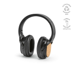Wireless headphones with cork section and 10m range black colour
