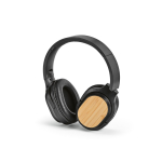 Wireless headphones with bamboo, USB-C charging and 8H battery black colour second view