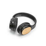 Wireless headphones with bamboo, USB-C charging and 8H battery black colour third view