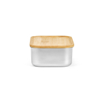Recycled steel lunch box with bamboo lid and cutlery 490ml silver colour third view