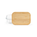 Reusable borosilicate glass and bamboo lunch box 480 ml transparent colour front view