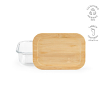 Reusable borosilicate glass and bamboo lunch box 480 ml transparent colour