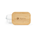 Reusable borosilicate glass and bamboo lunch box 480 ml transparent colour