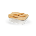 Reusable borosilicate glass and bamboo lunch box 480 ml transparent colour