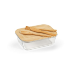 Glass and bamboo lunch box with cutlery and elastic band 800ml transparent colour second view