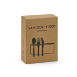 Glass and bamboo lunch box with cutlery and elastic band 800ml view in box