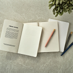 A5 notebook with flexible hemp cover and dotted pages white colour ambient view