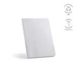 Flexible A5 notebook with cotton cover and dotted pages white colour