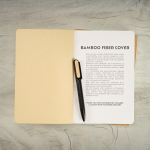 Bamboo fibre notebook with date space A5 dotted pages light brown colour third ambient view