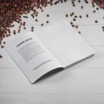 A5 notebook with flexible cover made from coffee waste and dotted pages light brown colour third view