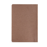 A5 notebook with flexible cover made from coffee waste and dotted pages light brown colour rear view