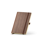 Eco notebook with wood grain effect cover, A5, plain pages dark brown colour second view