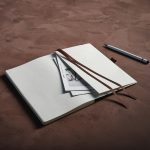 Eco notebook with wood grain effect cover, A5, plain pages dark brown colour ambient view
