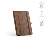 Eco notebook with wood grain effect cover, A5, plain pages dark brown colour