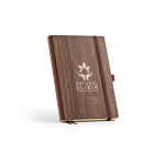 Eco notebook with wood grain effect cover, A5, plain pages dark brown colour