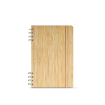 A5 bamboo notebook with spiral and elastic closure, dotted pages natural colour front view