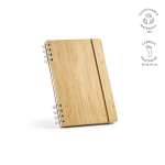 A5 bamboo notebook with spiral and elastic closure, dotted pages natural colour