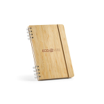 A5 bamboo notebook with spiral and elastic closure, dotted pages natural colour