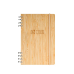 A5 bamboo notebook with spiral and elastic closure, dotted pages main view