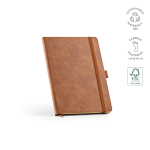 Eco synthetic leather A5 notebook with closure band and blank pages light brown colour