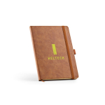 Eco synthetic leather A5 notebook with closure band and blank pages light brown colour