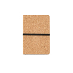 Cork notebook with elastic closure and bookmark A5 dotted pages natural colour front view